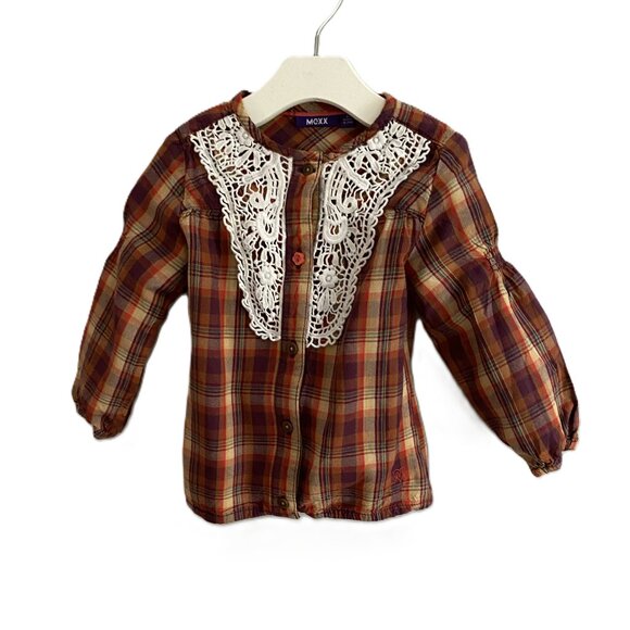Mexx Plaid Shirt with Lace Bib size 18-24 Months - Picture 2 of 8
